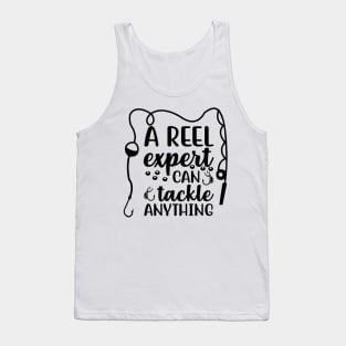 Less Talk More Fishing - Gift For Fishing Lovers, Fisherman - Black And White Simple Font Tank Top